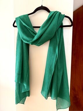 Semi Sheer Dark Green Wrap Scarf Lightweight - Elegant Women's Accessory